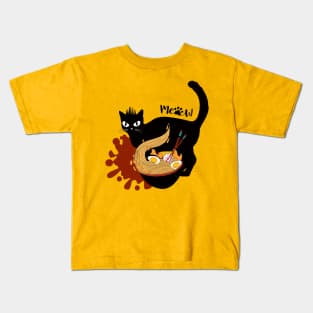 Cat Eating Ramen Kids T-Shirt